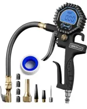 Digital Tire Pressure Gauge with Inflator (3-200 PSI), Heavy Duty Air Chuck a...