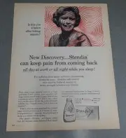 Stendin Pain Reliever Vintage Print Ad 1966 10x13