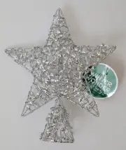Wire Silver Star Tree Topper New 9.5 X 8"