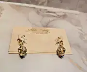 KIRKS FOLLY SKULL LEVER BACK EARRINGS IN GOLD TONE
