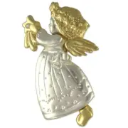 CRYSTAL WHITE MATTE GOLD PLATED ANGEL PIN BROOCH MADE WITH SWAROVSKI ELEMENTS