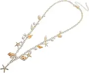 [LIFKOME] Shell Waist Chain Warm Seat Accessories Harmonica Glitter Wand Beach Waist Chain Clothes Pins Ladies Waist Chain Mallet Decorative Pool Cue Conch Belly Jewelry Golden Plastic