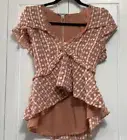 Walter Baker Carole Top Size XS Mauve With White Embroidery MSRP 148