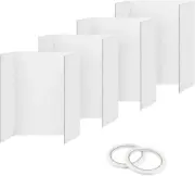 Tri-Fold Presentation Boards, 4Pcs Trifold Poster Board with Tape, White Corruga