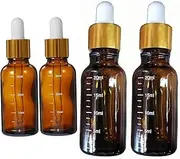 20ml and 30ml Refillable Glass Dropper Bottles with Graduated Pipette Oil and Cosmetic Storage Jars for Travel, Home, or Lab Use 4 Pcs.
