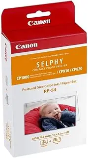 Canon RP54 Ink and Paper Pack, Postcard Size 6x4in (148x100mm) Compatible with Selphy CP1500/CP910/CP820/CP1000/CP1200/CP1300