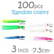 100pcs 3" 7.5cm Squid Skirt Octopus Trolling Hoochies Fishing Lure Random color