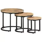 NNEVL Side Tables 3 pcs Rough Mango Wood