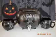 Rae Dunn "MORE BOOS PLEASE" Halloween Cauldron Drink Dispenser NEW Release VHTF