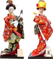 Set 2 Pieces Traditional Japanese Dolls Geisha Girl Geiko Kimono Ancient Doll Home Collection Art Decoration,A1,12 inch/4161 (Color : C27, Size : 12 inch)