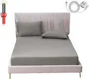 ZDFOZD Ground Fitted Sheets with Cord, Queen Size - 152 * 203+35cm, 90% Organic Cotton + 10% Pure Silver Fibre, Soft Breathable and Durable, Earth Bed Sheets, Gray