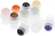 HOUDERCO 10pcs Roll On Bottles Replaces Roller Tops Perfume Oil Roller Bottles With Natural Jade Stone Refillable Containers Top For Aromatherapy Skincare