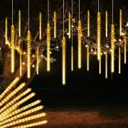 192 LED Meteor Shower Lights Christmas Falling Rain Garden Outdoor Tree Decor US