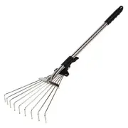 New Adjustable Garden Leaf Rake Alloy Telescopic Hoe Grass Tool Multi Toothed YA