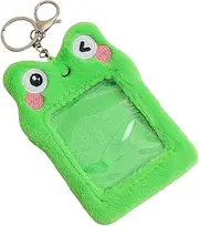 Generic Plush Frog Card Holder 3 inch ID Card Sleeve Backpack Hanging Cartoon Animal ID Case Green Frog Design