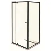 Rick McLean's Designer Bathware 890 x 880 x 2000mm Matte Black Front And Return Smart Pivot Shower Screen