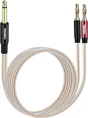 1/4 TS to Banana Plug Speaker Cable,6.35mm to Banana Plug Audio Cable,Gold-Plated OFC HiFi Speaker Wire for DJ Application, Mixer 2m