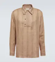 [Loro Piana] Loro Piana Shinano striped linen shirt UK 16 brown
