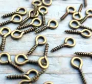 10 Eye Pins Screws Loop Hook Hoop Craft Supply Bulk Lot Set Bronze Small 12mm