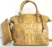 Brahmin Duxbury Dome Satchel Chai Leather Crossbody Bag + Bi-fold Wallet NWT