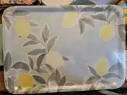 New Pottery Barn Rebecca Atwood Lemon Swedish Birch Serving Tray, Blue Yellow