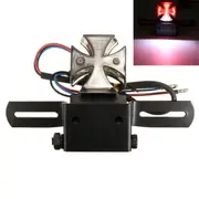 16 LED Rear Tail Brake Criss-cross License Plate Light Motorcycle Universal SMOKE