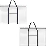 2 Pcs Large Poster Storage Bag with Pocket and Handle, Transparent Bulletin Board Holder, Art Portfolio Container for Classroom Teacher Organization 120x90cm