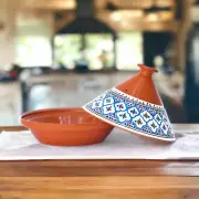 Large Handmade, Hand-painted Turquoise Classic Ceramic 12" Tagine Pot