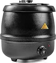LZONEY 10.5Qt Soup Warmers Commercial Soup Kettle Cast Iron 220V with Stainless Steel Hinged Lid and Detachable Insert Pot 10L, Electric Soup Pot Temperature Control for Restaurants and Party, Home