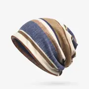 Unisex Autumn Winter Warm Polyester Striped Hat Multi Functional Outdoor Cycling Turban Hat Scarf BLUE COLOR