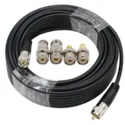 RG8X Coaxial Cable 50ft, CB Coax Cable + UHF SO239 Female to SMA/UHF/BNC Adap...