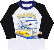 [TAKARA TOMY A.R.T.S] Takara Tomy Arts Plarail Boys' Cotton Blend Long Sleeve T-Shirt (39.4/43.3/47.2 inches (100/110 / 120 cm), Doctor Yellow (Navy/Black) Boys