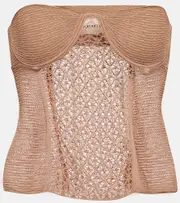 [Khaite] Khaite Lori lace knit bustier top AU 12 brown
