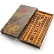 Chopsticks Reusable-Dragon and Phoenix Chopsticks Set with Holder and Carryin...