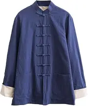 [ZKQP] Cotton Linen Tai Chi Uniform Loose Large Kung Fu Jacket Chinese Tang Suit Men Martial Art Jacket