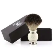 Men Pure Black Badger Hairs Shaving Brush with Metal Base- Perfect Gift for Men