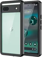 [Lanhiem] for Google Pixel 6A Case, IP68 Waterproof Mobile Phone Case Google 6A 360 Degree Protective Case, Shockproof, Dustproof, Snowproof, Outdoor Armoured Case with Built-in Screen Protector, Black