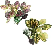 EXHUMKY 2Pcs Artificial Greenery Aquarium Plants Durable Plastic Fish Tank Decorations for Aquatic Landscapes Easy to Clean and Combine for Fish and Reptile Habitats