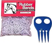 Partrade Horse Mane Braiding and Banding Bundle - 500 White Rubber Bands, Braid Aid Comb