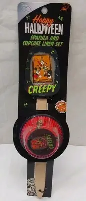 Disney Happy Halloween Mickey/Donald/Goofy Spatula & Cupcake Liner Set. New.