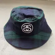 Vintage Stussy Plaid Double SS Skate Surf Bucket Hat Y2K Made in Usa S/M NWT