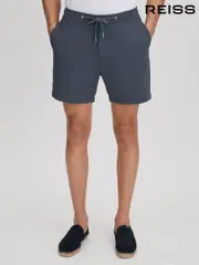 Reiss Airforce Blue Newmark Textured Drawstring Shorts (N22853) | $180