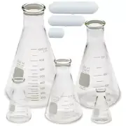 PYREX 4980-PACK, Narrow Mouth Erlenmeyer Flask Set w/ Mag. Stir Bars (Pack 5)