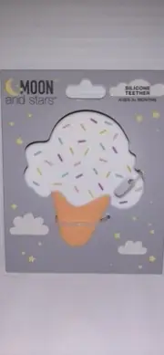 Moon and Stars Silicone Teether Sprinkles Ice Cream Cone New