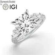 Princess Solitaire Labgrown Diamond Trilogy Ring Platinum 5.15 Ct D VS1