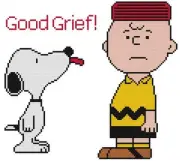 CROSS STITCH+ CRAFT PATTERN Charlie Brown Snoopy Beagle Dog Dish Food Funny