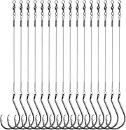 CWSDXM Circle Hooks Rigs, 15pcs Fishing Leader Rigs with Steel Leader Wire and Circle Hooks 1/0 2/0 3/0 4/0 5/0 6/0 7/0 8/0 9/0 10/0 for Bass, Catfish Fishing