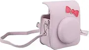 Photocard Album, Camera Protective Case, Portable Bow Tie Storage Cover Carrying Bag with Adjustable Shoulder Strap for Fujifilm Mini 12 (Pink)