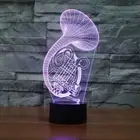3D Lamp LED Night Light Gift Room Decor French Horn Model 7 Colours Changing a