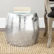 Safavieh Odin Round Hammered Stool Silver Round